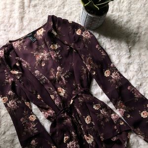 •Floral Wrap Blouse•